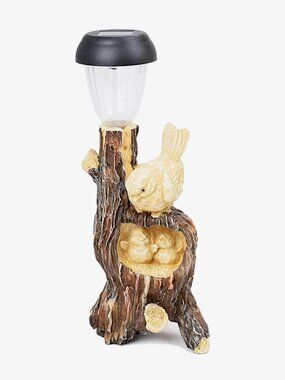 Garden Birds Statue with Solar Light, MgO, 11.5"